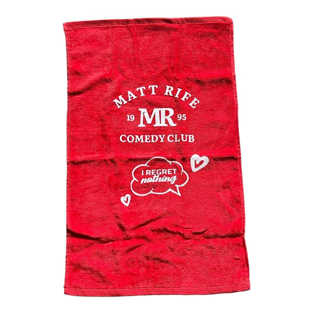 NEW Matt Rife HAND TOWEL Golf Cloth 100% Cotton 26x16 I Regret Nothing Red White